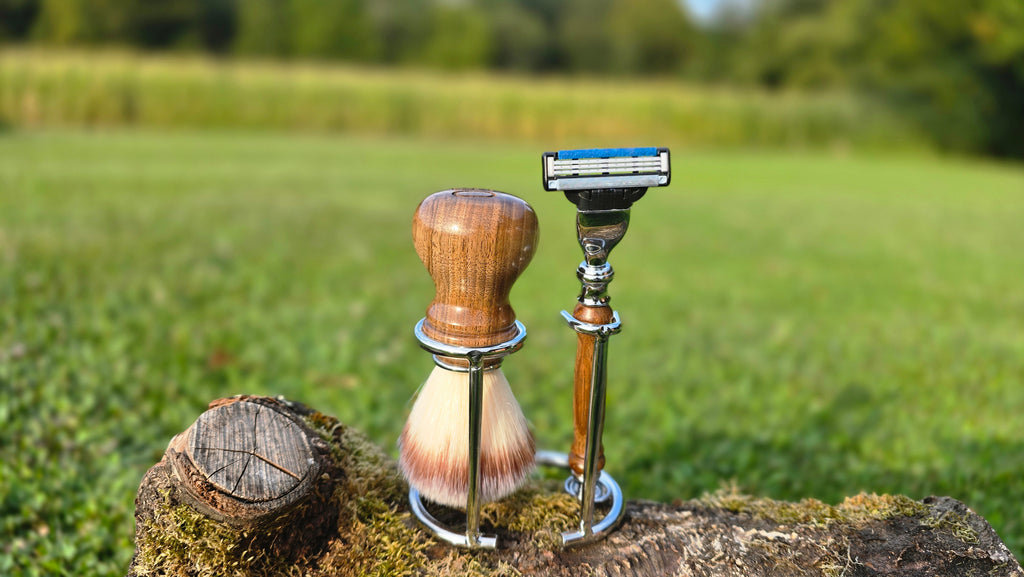 handmade walnut razor handle for Gillette Mach 3
