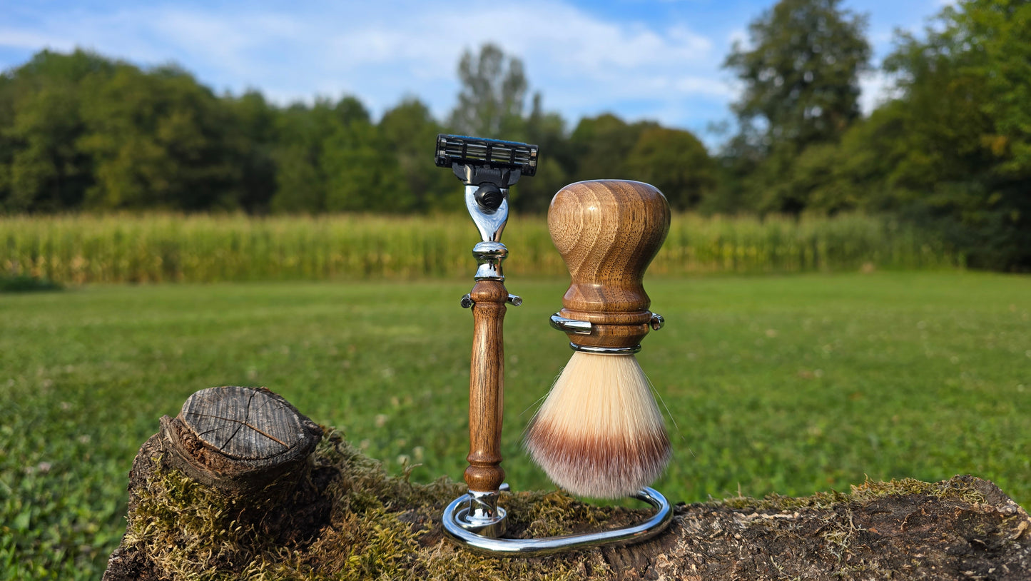 woodturning walnut Mach 3 razor handle handmade