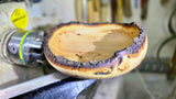 Rustic oak wooden bowl finished with carnauba wax and tung oil