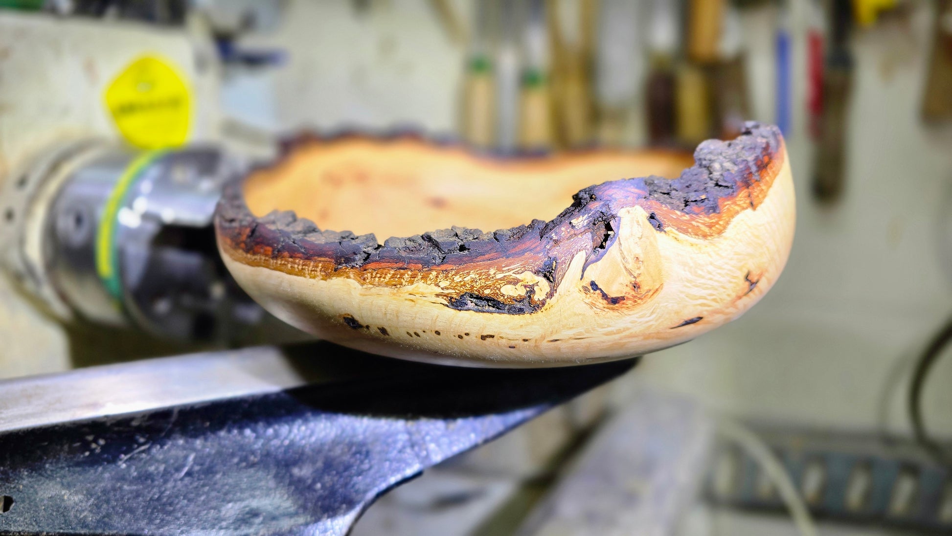 Twice turned oak bowl after 6 months drying – unique artisan woodturning