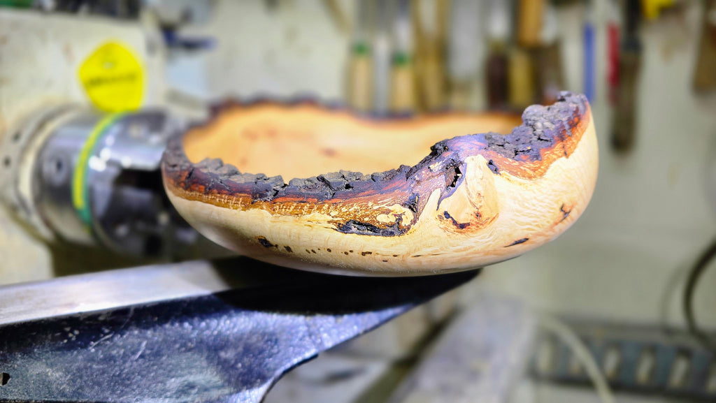 Twice turned oak bowl after 6 months drying – unique artisan woodturning