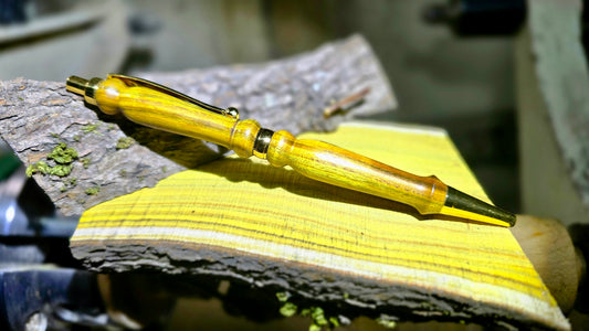 handmade wooden pen from rare yellow sumac wood luxury ballpoint