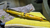Bright yellow wooden pen – rare Sumac wood detail