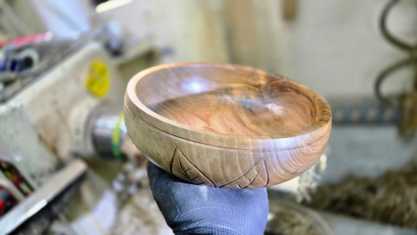 Unique decorative walnut wood bowl — serving and display
