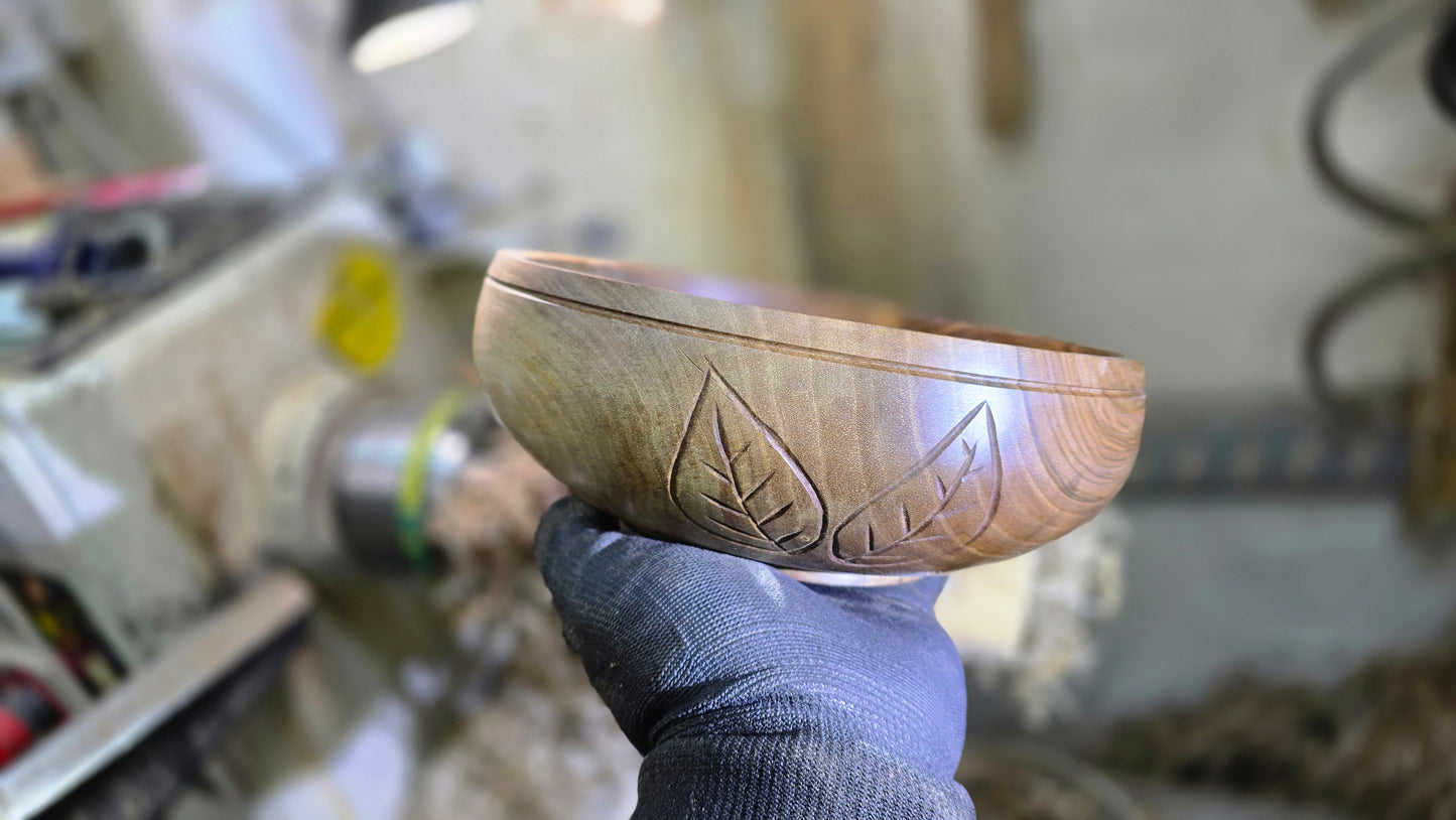 Premium handmade walnut bowl with protective natural finish