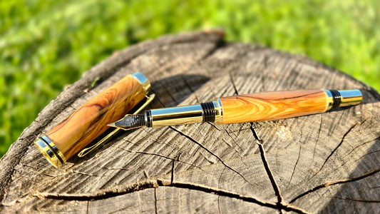 Handcrafted Olive Wood Fountain Pen – Luxury Wooden Writing Instrument, Unique Gift