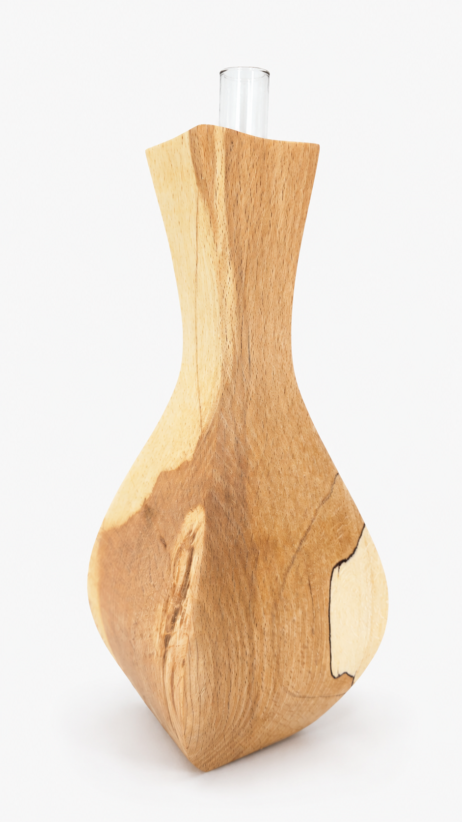 Luxury geometric wooden vase handcrafted from spalted beech wood
