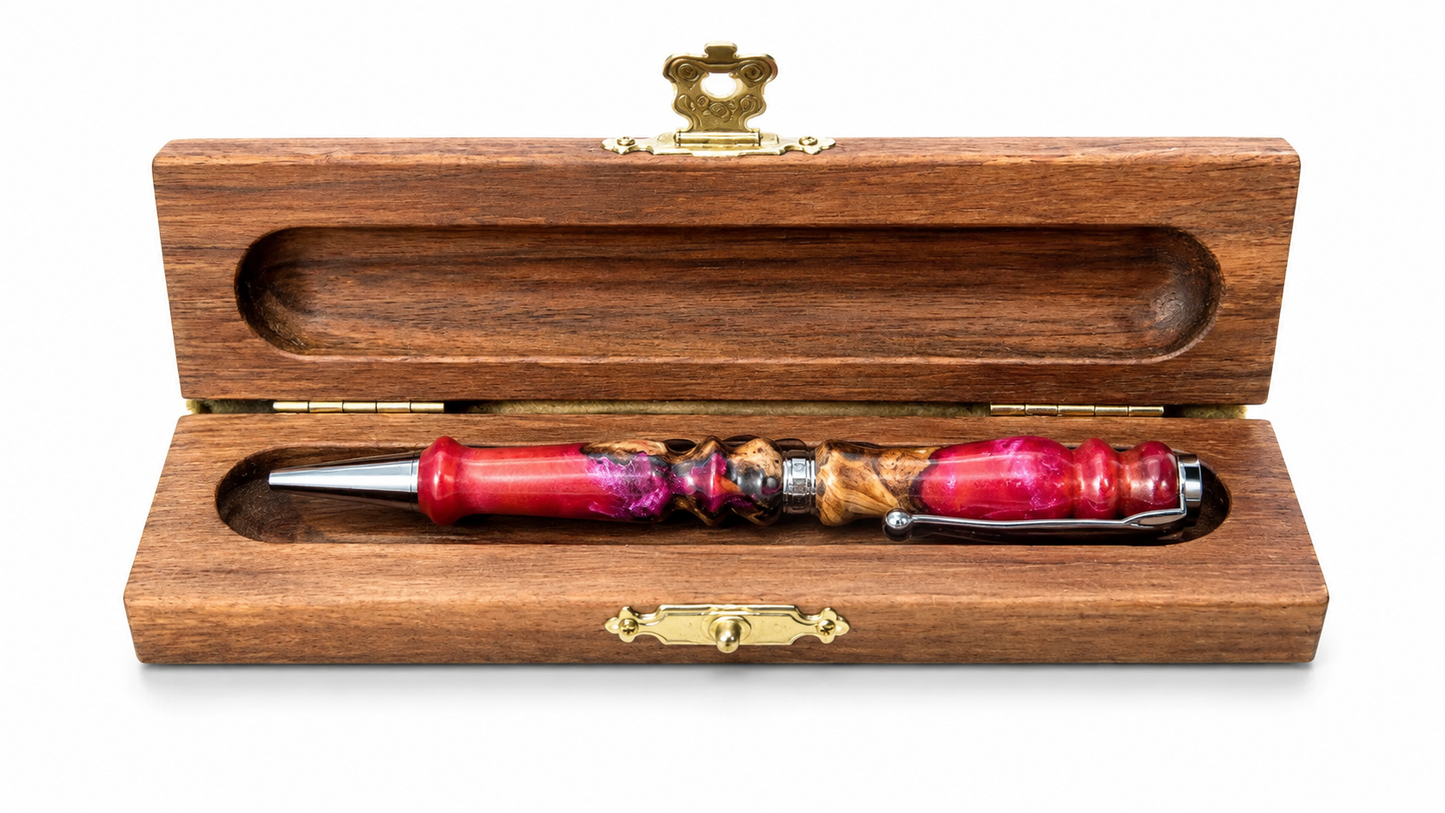 Luxury handcrafted olive wood resin pen made in Slovenia