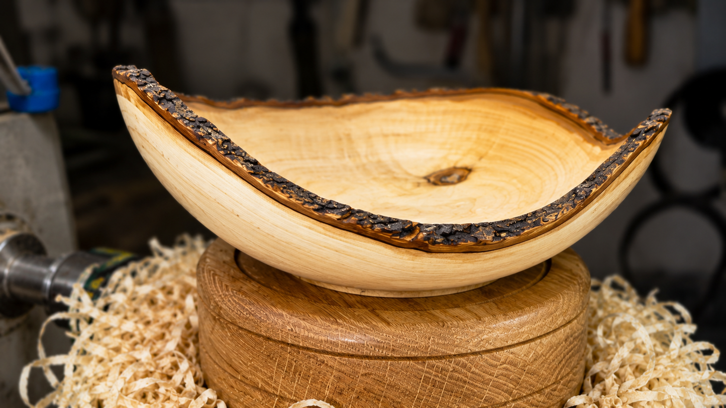 Natural edge olive wood decorative bowl handcrafted in Slovenia