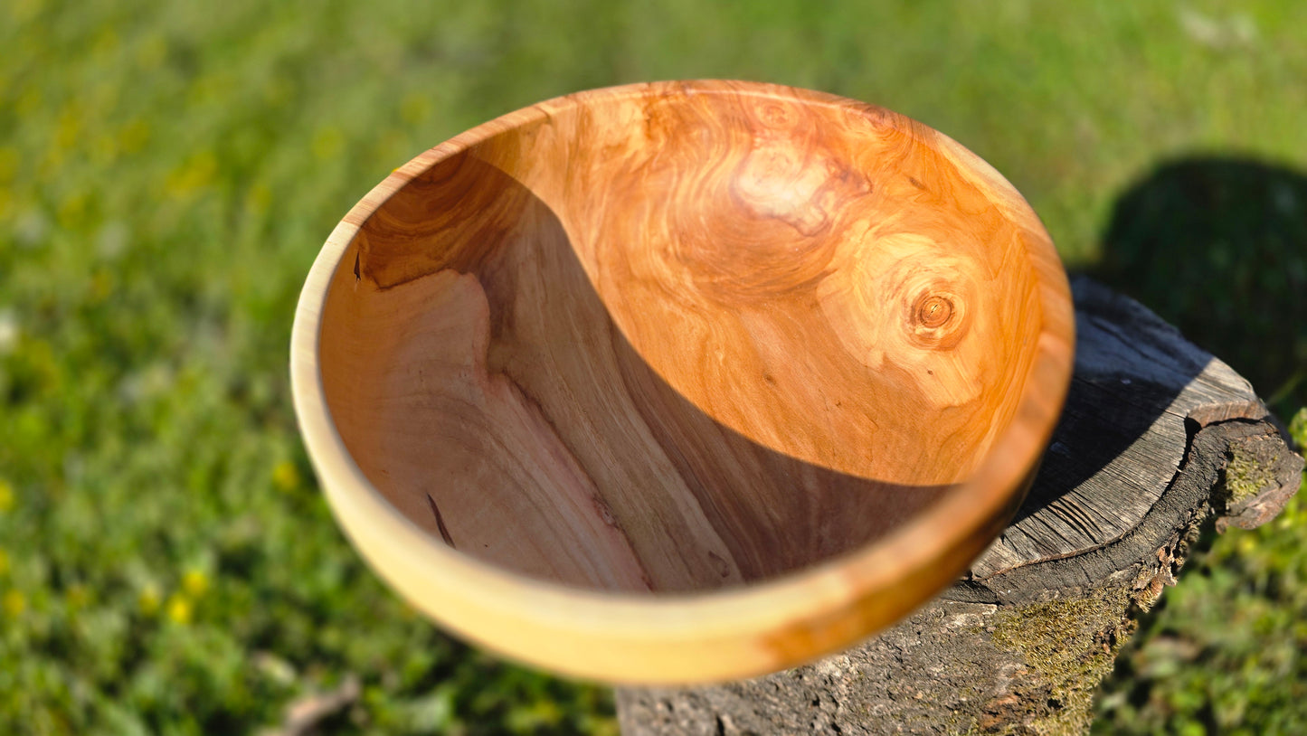 Natural handmade fruit bowl from apple wood