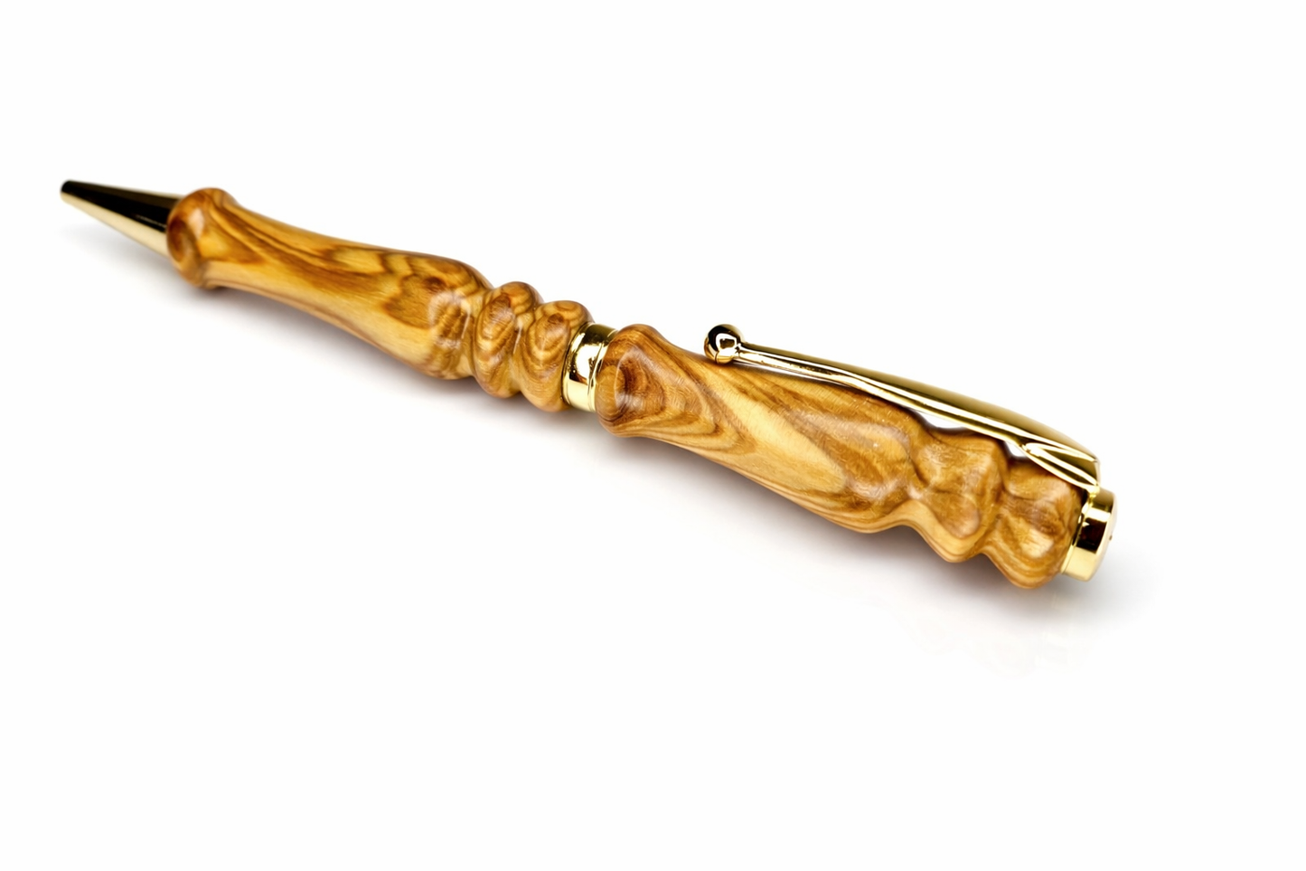 Olive wood pen gold details