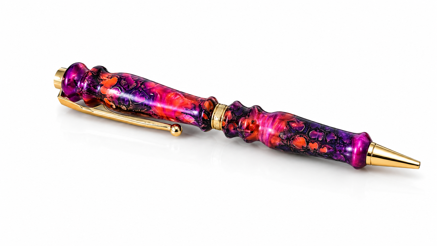 Premium artisan resin pen with unique natural texture