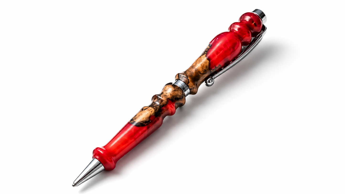 Premium artisan writing pen crafted from olive wood and resin