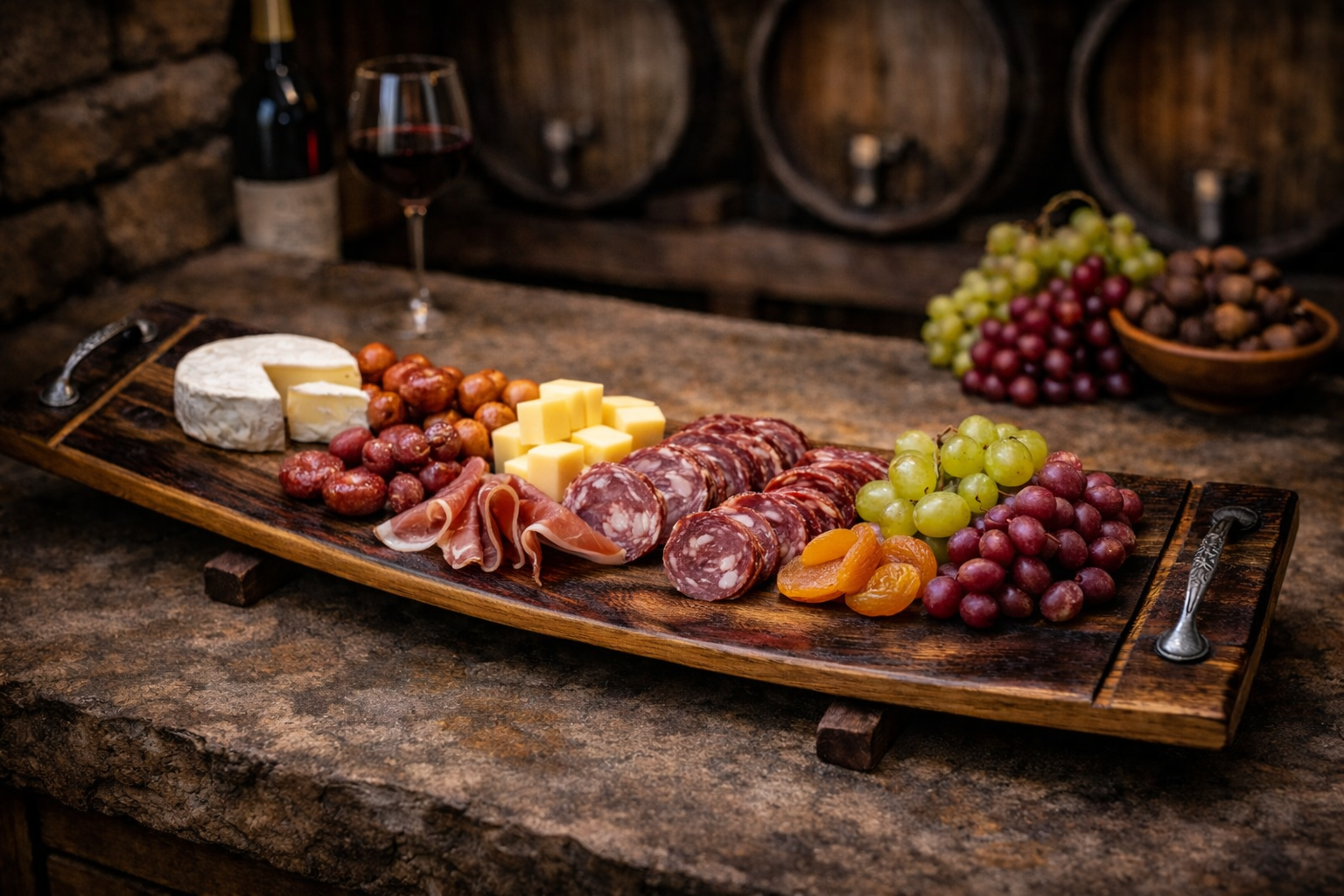 Premium handmade wooden serving platter with curved reclaimed wood design