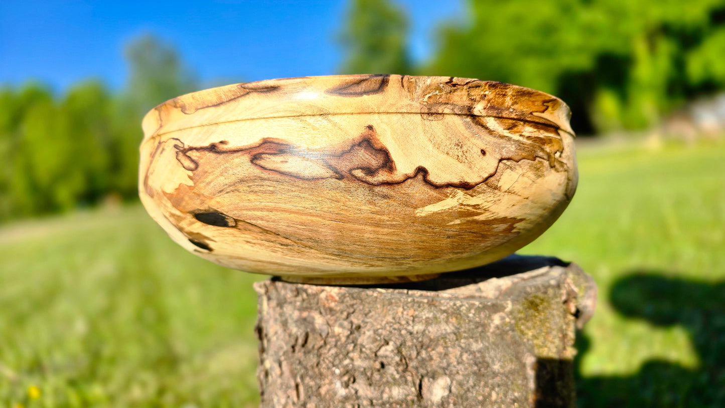 Spalted walnut bowl handcrafted on wood lathe