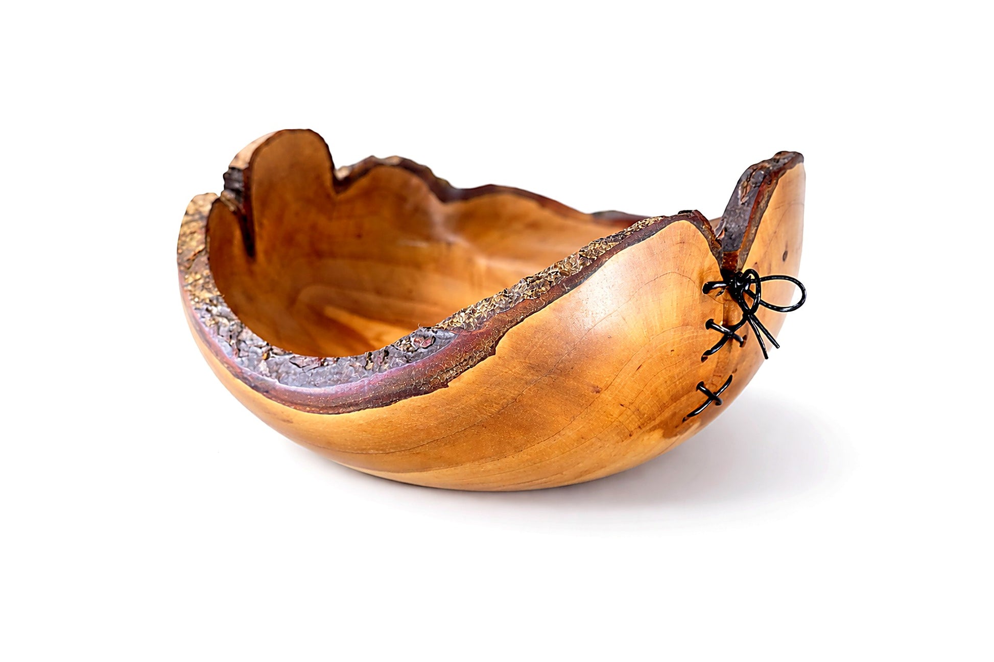 Woodturning plum wood bowl close up