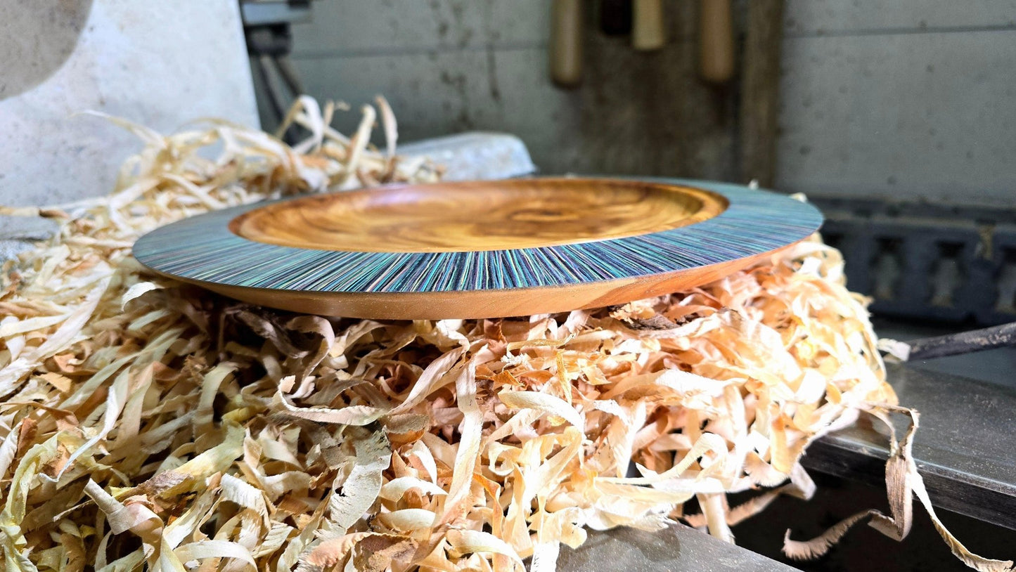 Handcrafted Apple Wood Plate with Vibrant Acrylic Paint – 28cm x 4cm (11 inches x 1.57 inches) | Decorative Plate - PipejaWood