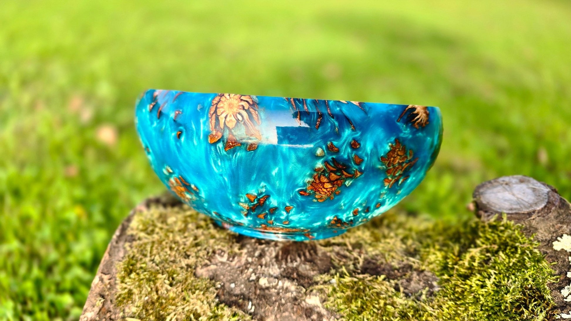 decorative handmade resin bowl with pine cones modern rustic home decor