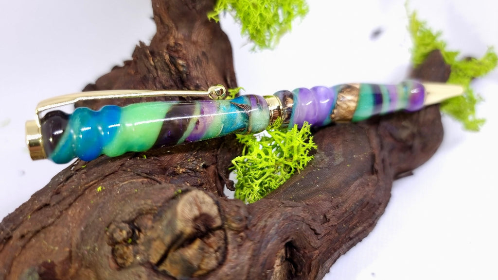 Handmade Epoxy Resin Pen – Custom Luxury Pen with Vibrant Resin Swirls | Unique Writing Instrument - PipejaWood