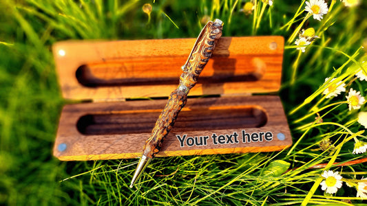 handmade epoxy resin pen with pine cones white purple luxury ballpoint