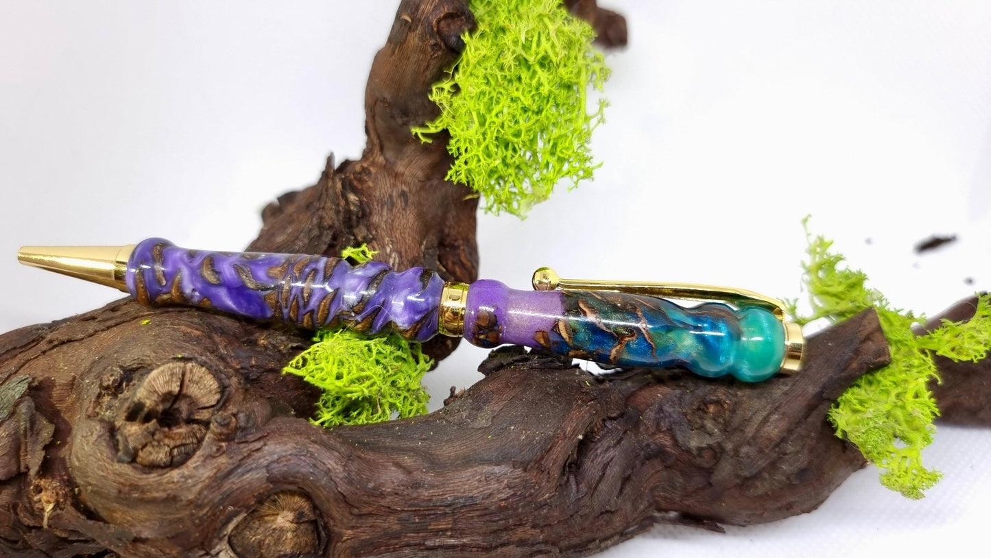 Handmade Epoxy Resin Pen with Real Pinecones – Custom Luxury Ballpoint Pen | Unique Writing Instrument - PipejaWood