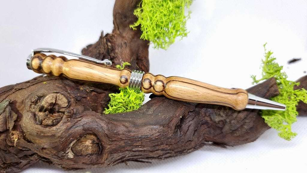 Handmade Pen from Zebrano Wood – Custom Luxury Ballpoint Pen | Unique Writing Instrument - PipejaWood