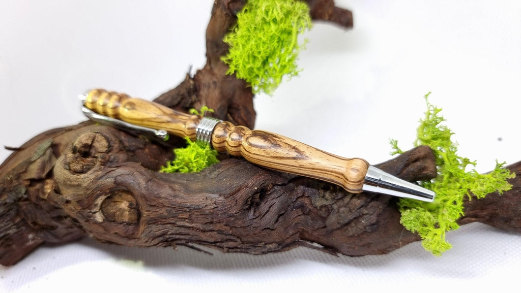 Handmade Pen from Zebrano Wood – Custom Luxury Ballpoint Pen | Unique Writing Instrument - PipejaWood