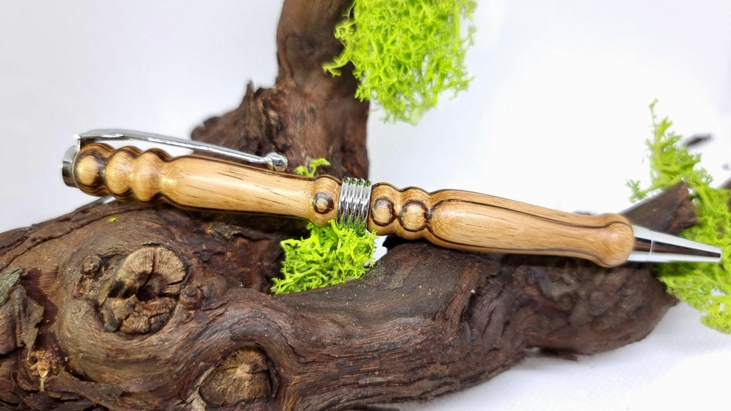 Handmade Pen from Zebrano Wood – Custom Luxury Ballpoint Pen | Unique Writing Instrument - PipejaWood