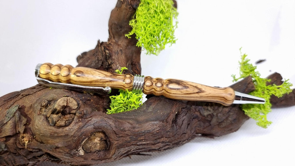 Handmade Pen from Zebrano Wood – Custom Luxury Ballpoint Pen | Unique Writing Instrument - PipejaWood