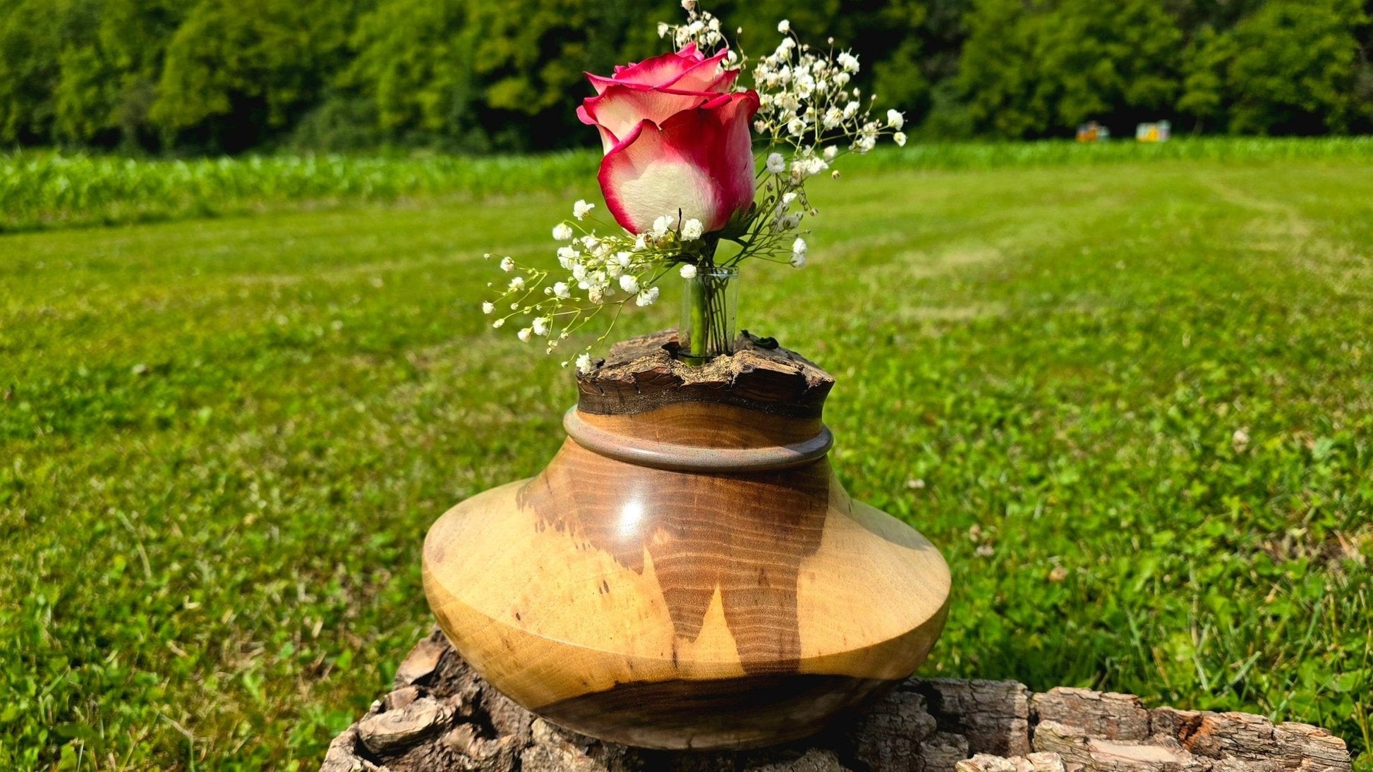 Handmade Walnut Wood Vase – Elegant Decorative Piece, 23cm x 15cm (9in x 5.9in) - PipejaWood
