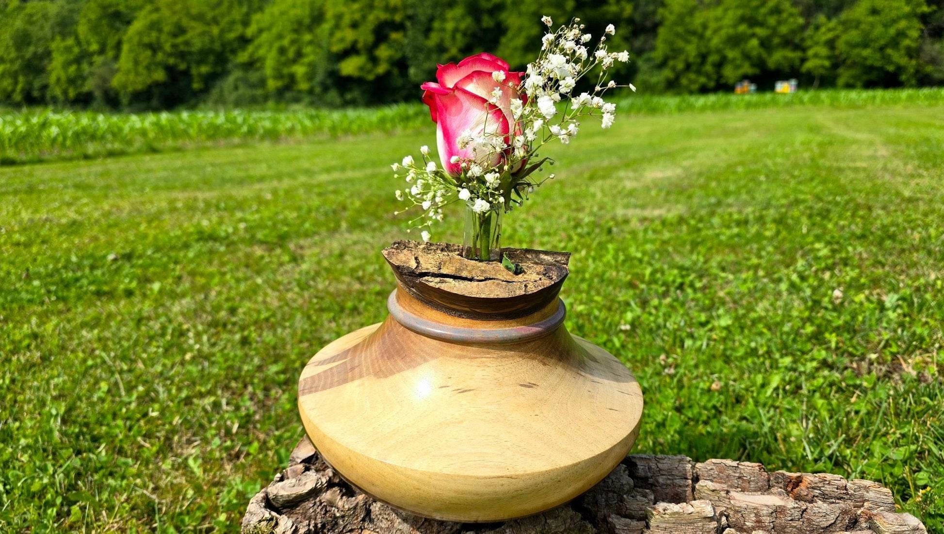 Handmade Walnut Wood Vase – Elegant Decorative Piece, 23cm x 15cm (9in x 5.9in) - PipejaWood