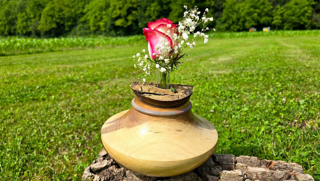Handmade Walnut Wood Vase – Elegant Decorative Piece, 23cm x 15cm (9in x 5.9in) - PipejaWood
