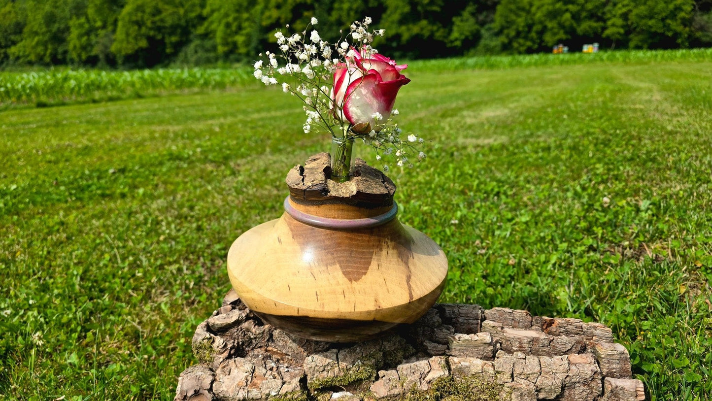 Handmade Walnut Wood Vase – Elegant Decorative Piece, 23cm x 15cm (9in x 5.9in) - PipejaWood