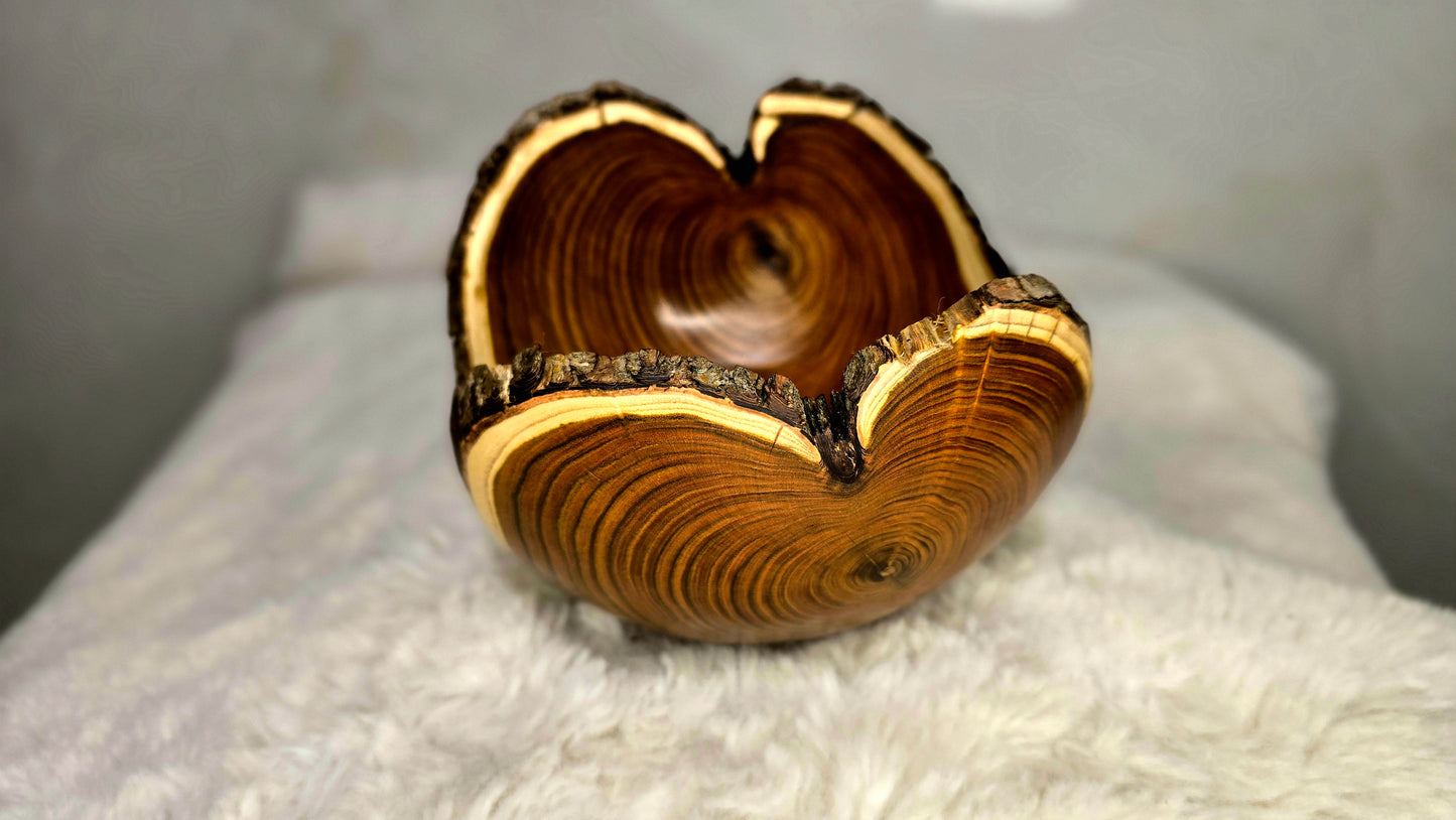 handmade wooden bowl base with Pipejawood logo signature