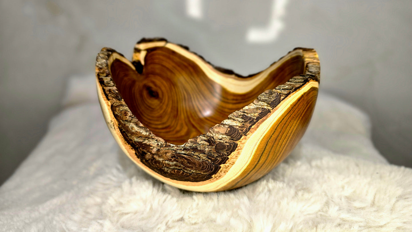 handmade wooden bowl with walnuts rustic kitchen serving