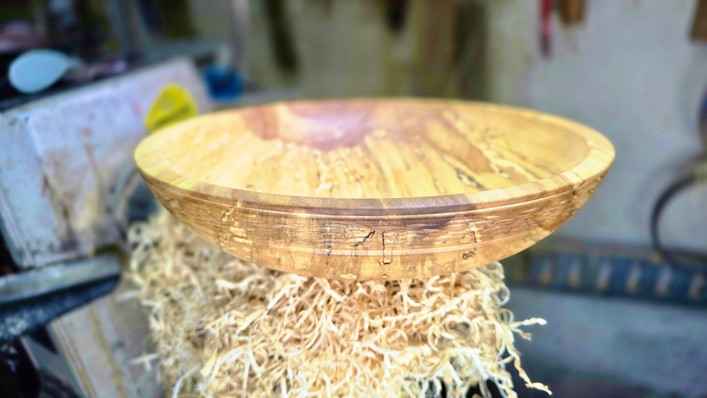 handmade wooden bowl workshop lathe woodturning process