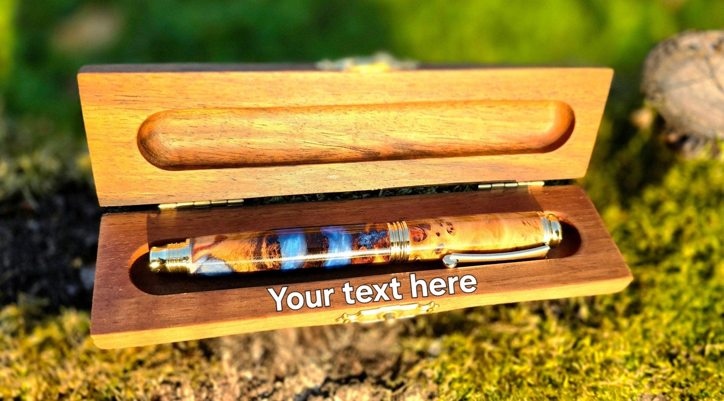 Unique artisan fountain pen made from natural poplar wood and epoxy resin collectible pen
