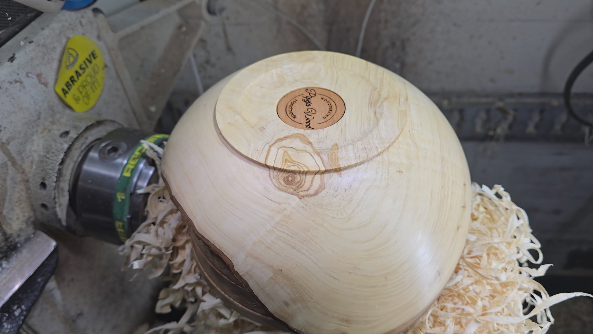 Luxury handmade olive wood live edge bowl Bottom view