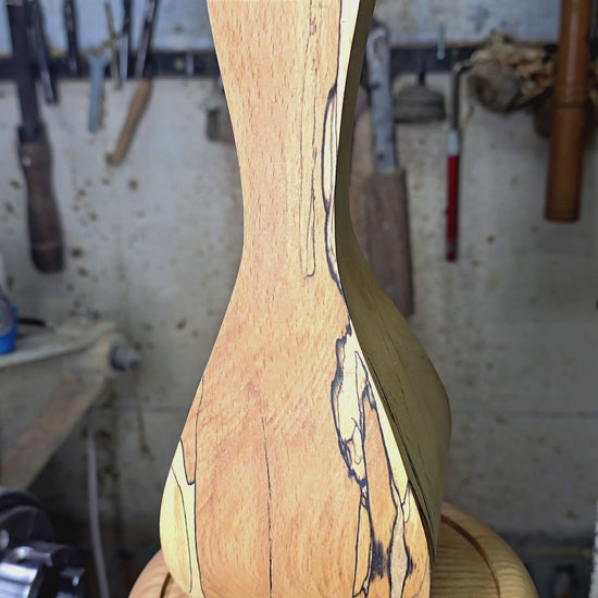 Unique spalted wood vase with natural grain patterns