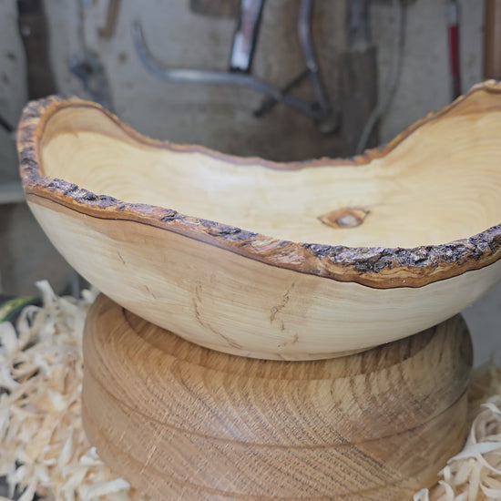 One-of-a-kind handmade olive wood centerpiece bowl