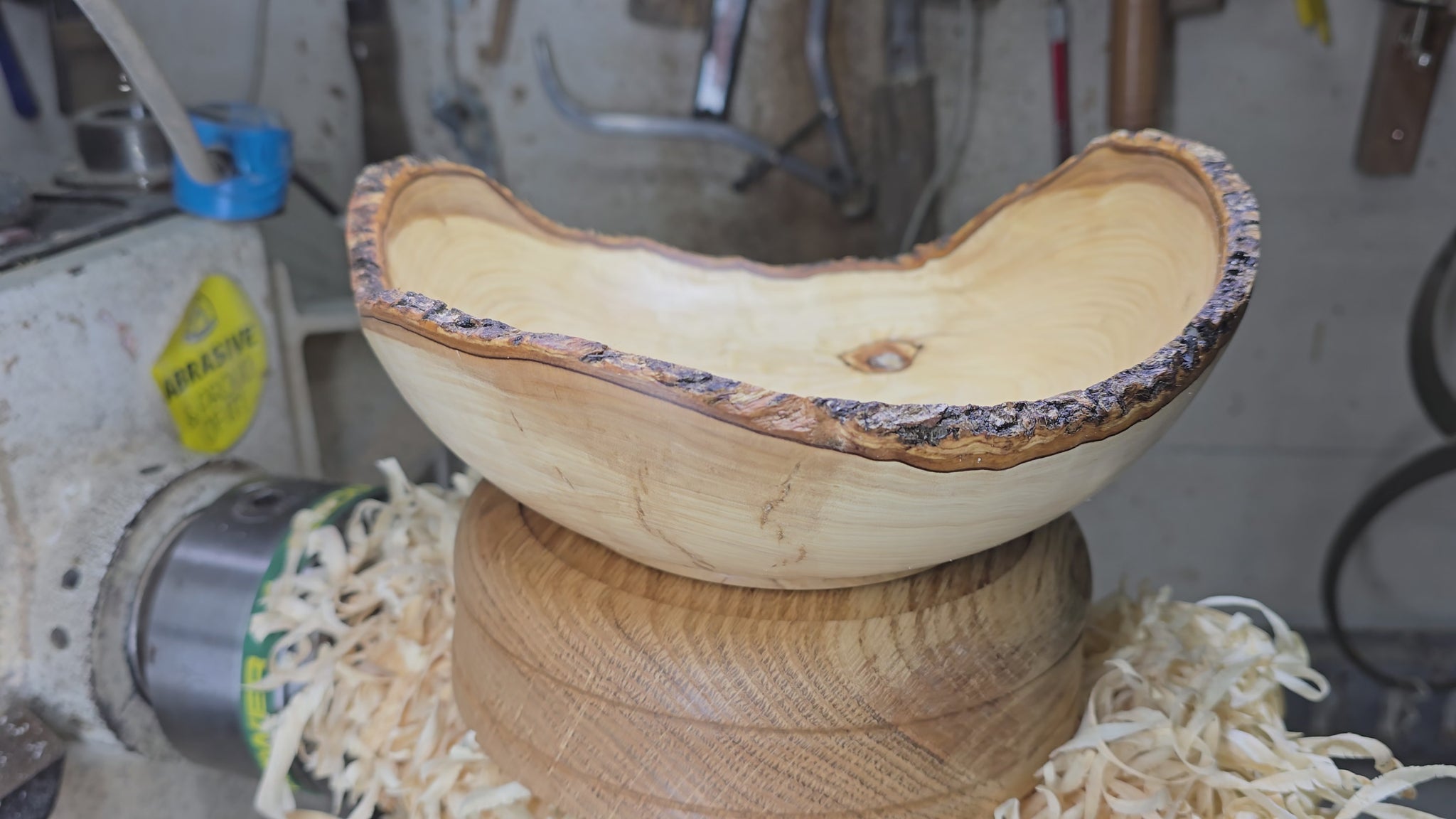 One-of-a-kind handmade olive wood centerpiece bowl