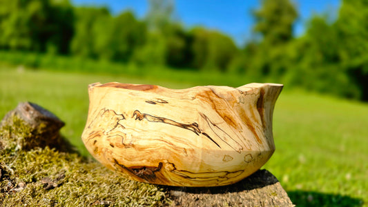Handmade spalted birch wood bowl with natural edge – luxury decorative bowl